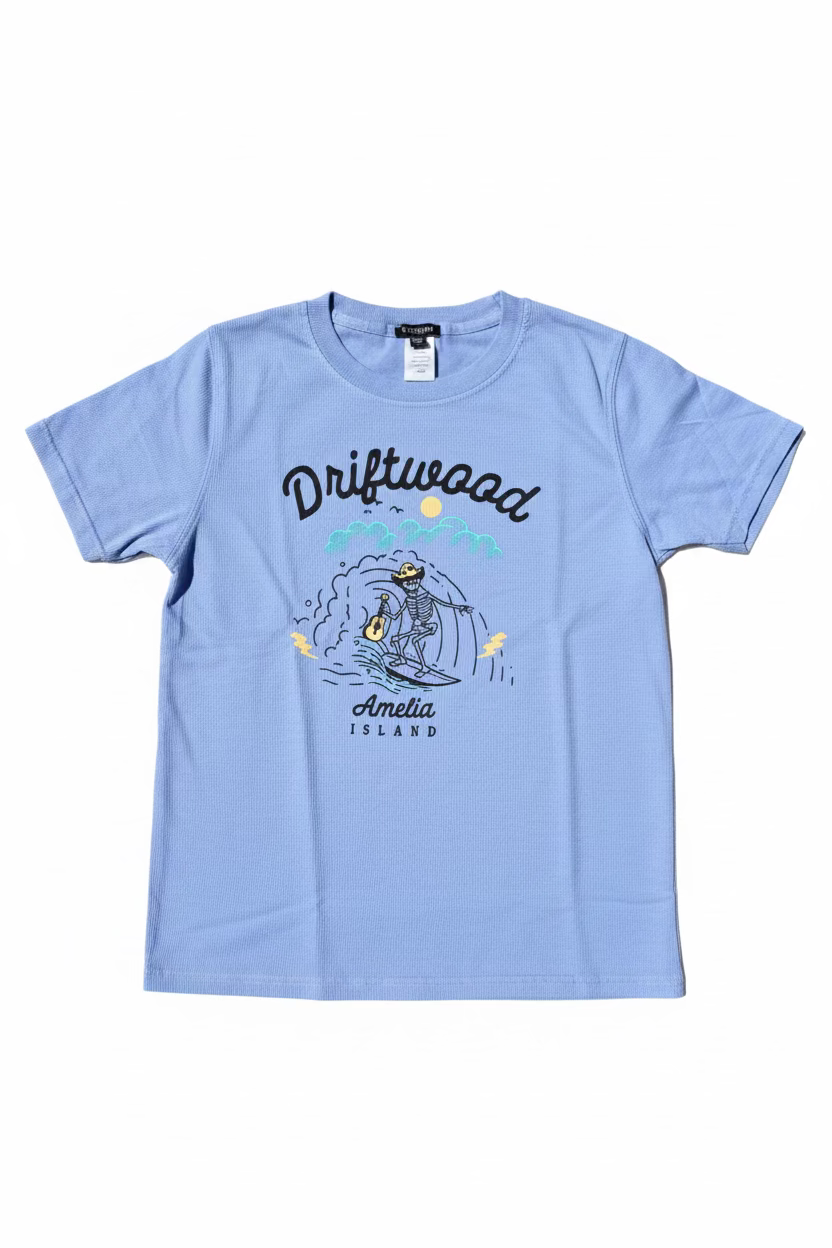 Kids Skeleton Surfing Amelia Island Tee